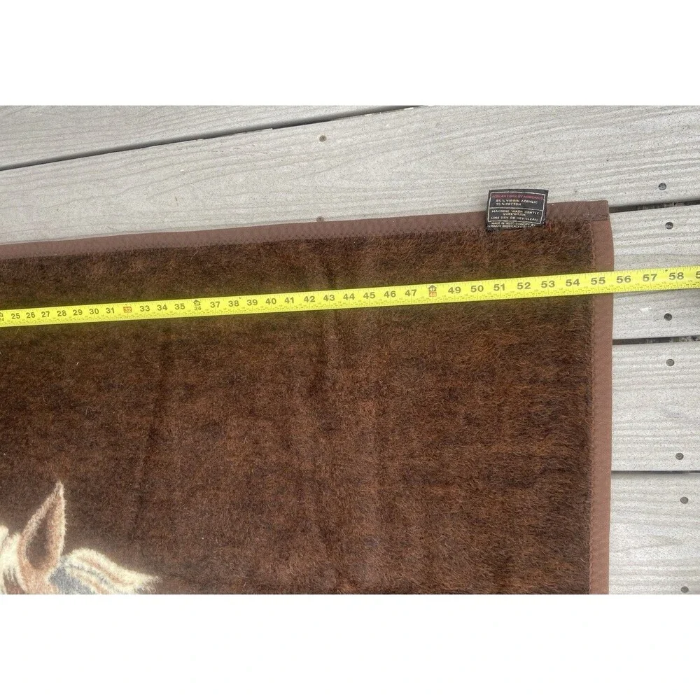 Vintage Biederlack Horse Throw Blanket West Germany Acrylic Ranch Decor